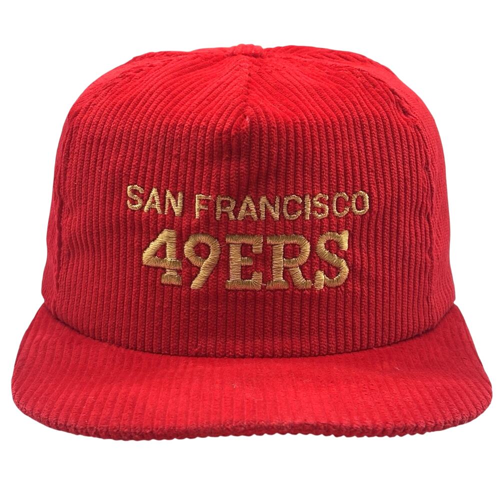 Vintage 80s San Francisco 49ers Corduroy Hat Cap SnapBack Script NFL The Cord